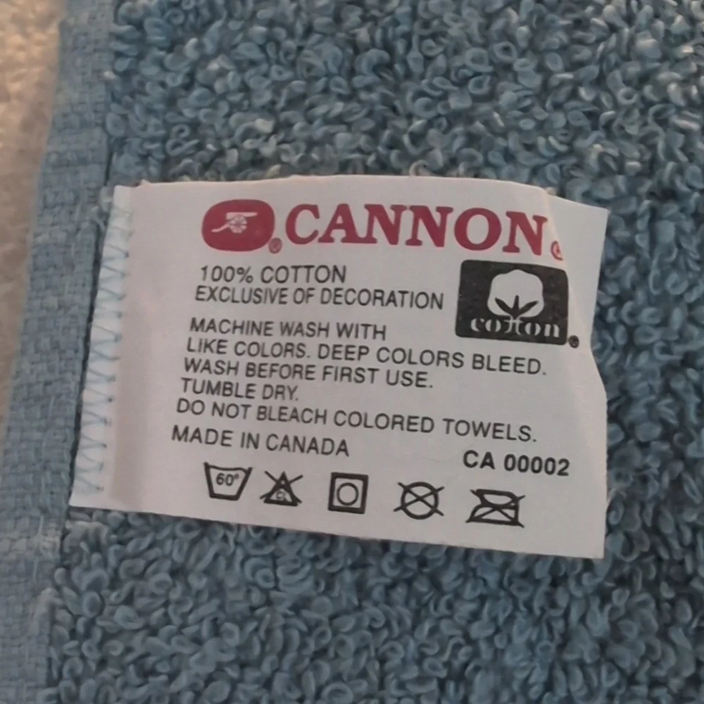 Cannon Vintage Royal 2pc Set Blue‎ Cotton Embroidered Satin Seashell Hand Towels